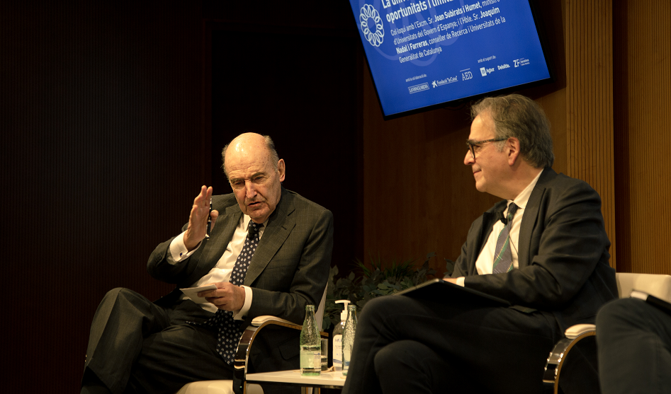 Miquel Roca i Junyent i Joan Subirats a Barcelona Tribuna d